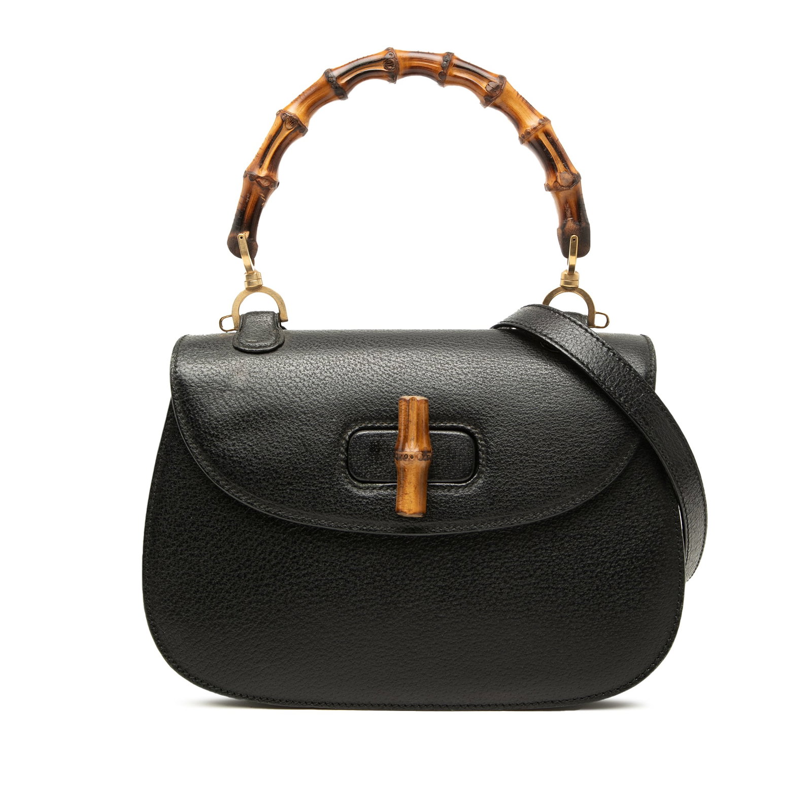 Gucci Bamboo Night black grained calfskin shoulder bag (1 of 7)