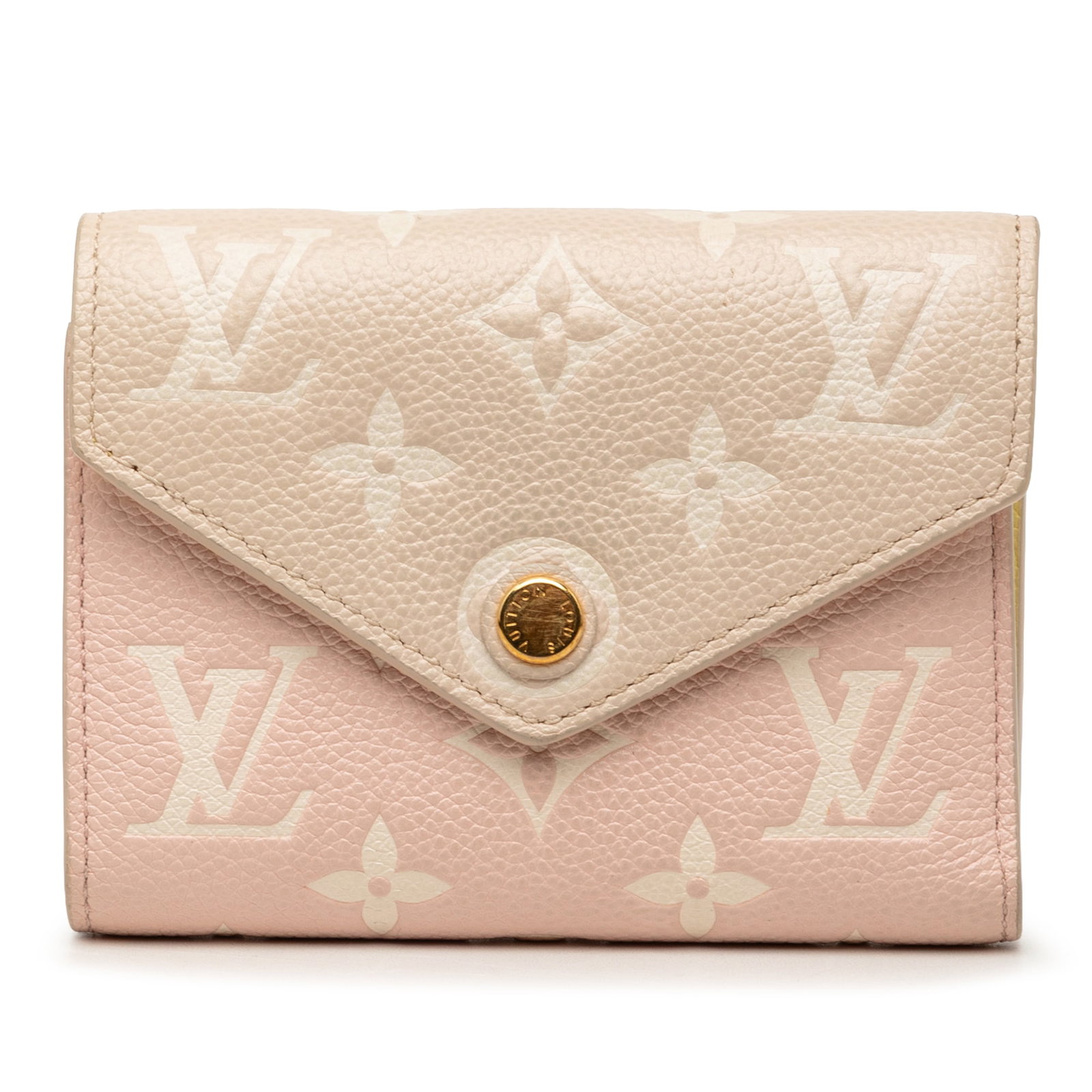 Louis Vuitton Victorine Wallet Monogram Empreinte Leather Pink: Louis Vuitton Victorine Wallet Monogram Empreinte Leather Pink Compact and functional, this Louis Vuitton Victorine wallet is crafted in pink Monogram Empreinte leather with a top flap and snap button