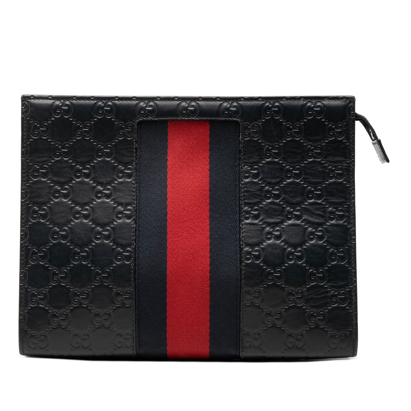 Gucci Guccissima blue leather clutch with web detail (1 of 6)