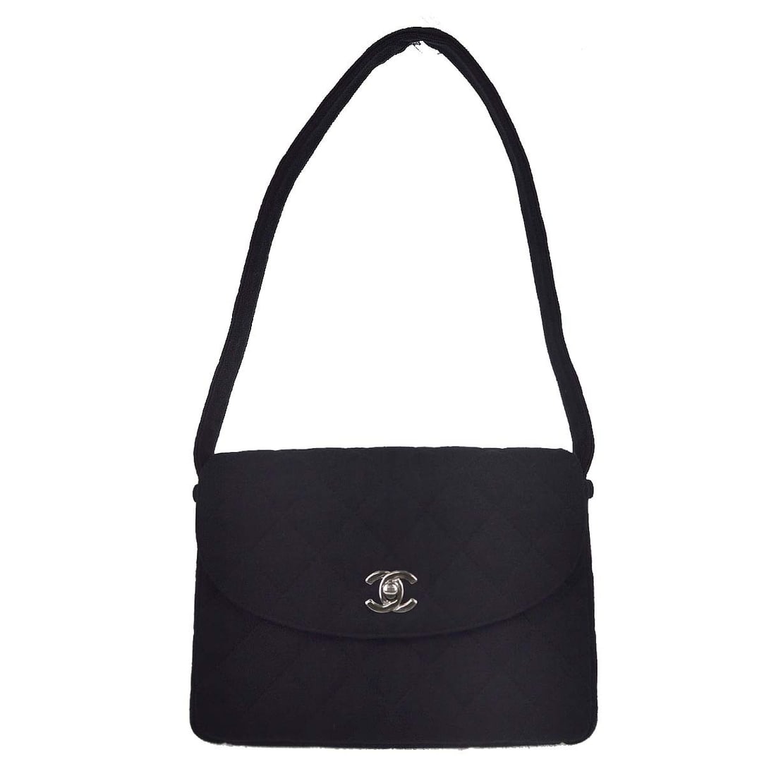 CHANEL Matelasse Black Cotton Tote Bag with Dust Bag: CHANEL Matelasse Black Cotton Tote Bag with Dust Bag Vintage Chanel Matelasse tote handbag in black cotton with double handles and a zip closure. This medium-sized women's bag features logo accents, a