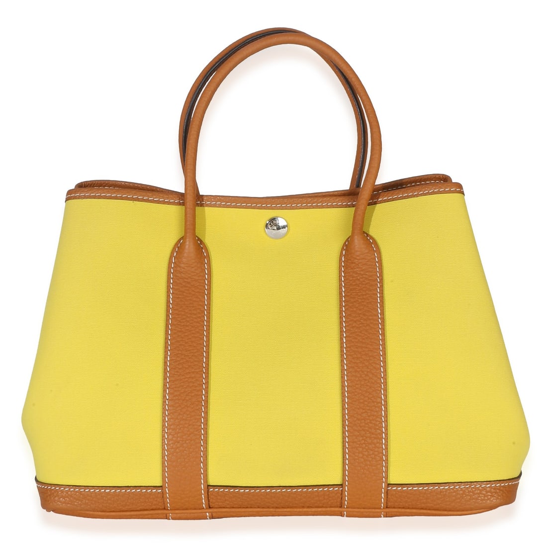 Hermes Garden Party 30 TPM Toile Officier Negonda Tote Lime Toffee (1 of 9)