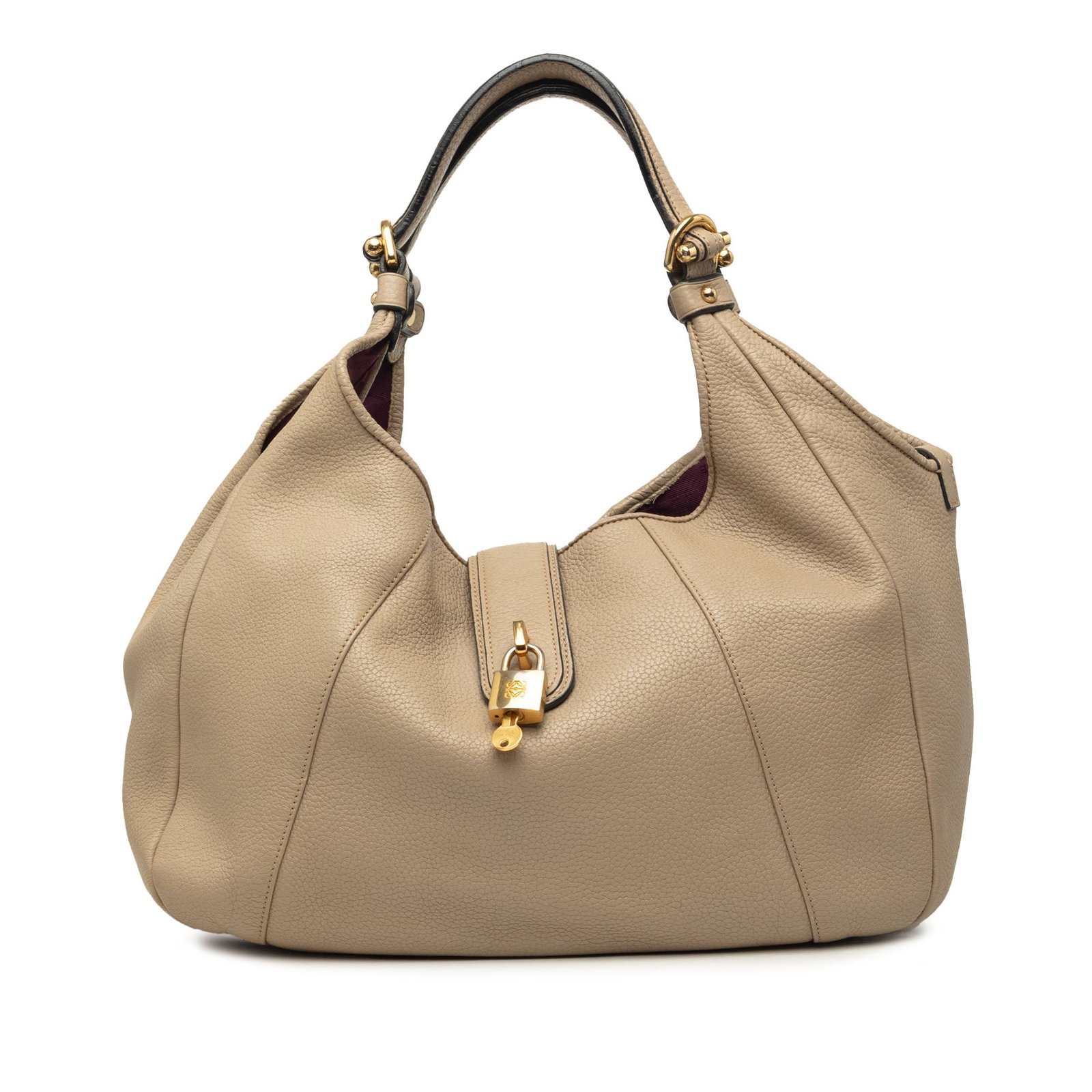 LOEWE Calle Hobo Beige Calfskin Leather Shoulder Bag (1 of 6)