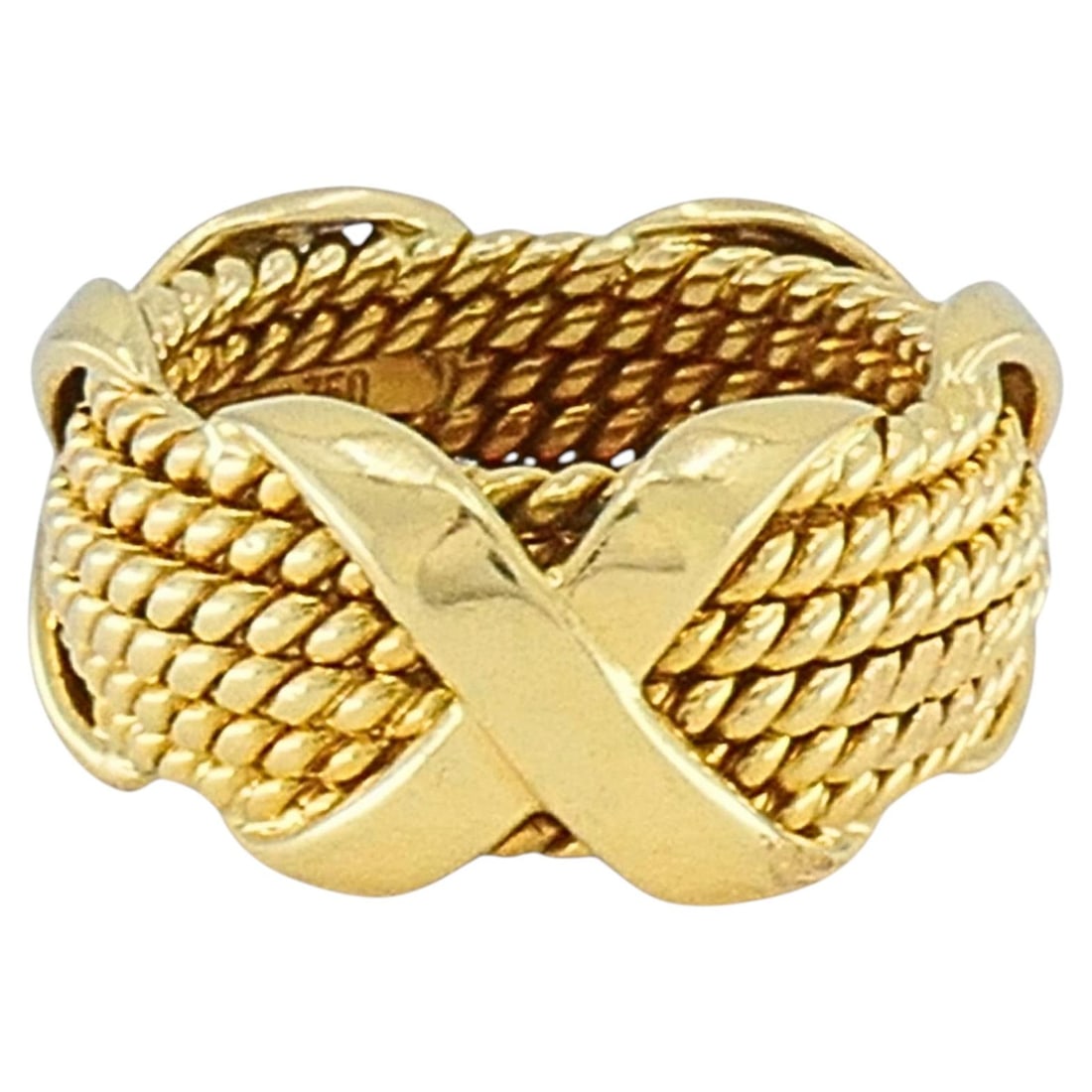 Tiffany & Co. Schlumberger 18k Gold Rope X Band Ring Size 4.75 (1 of 10)