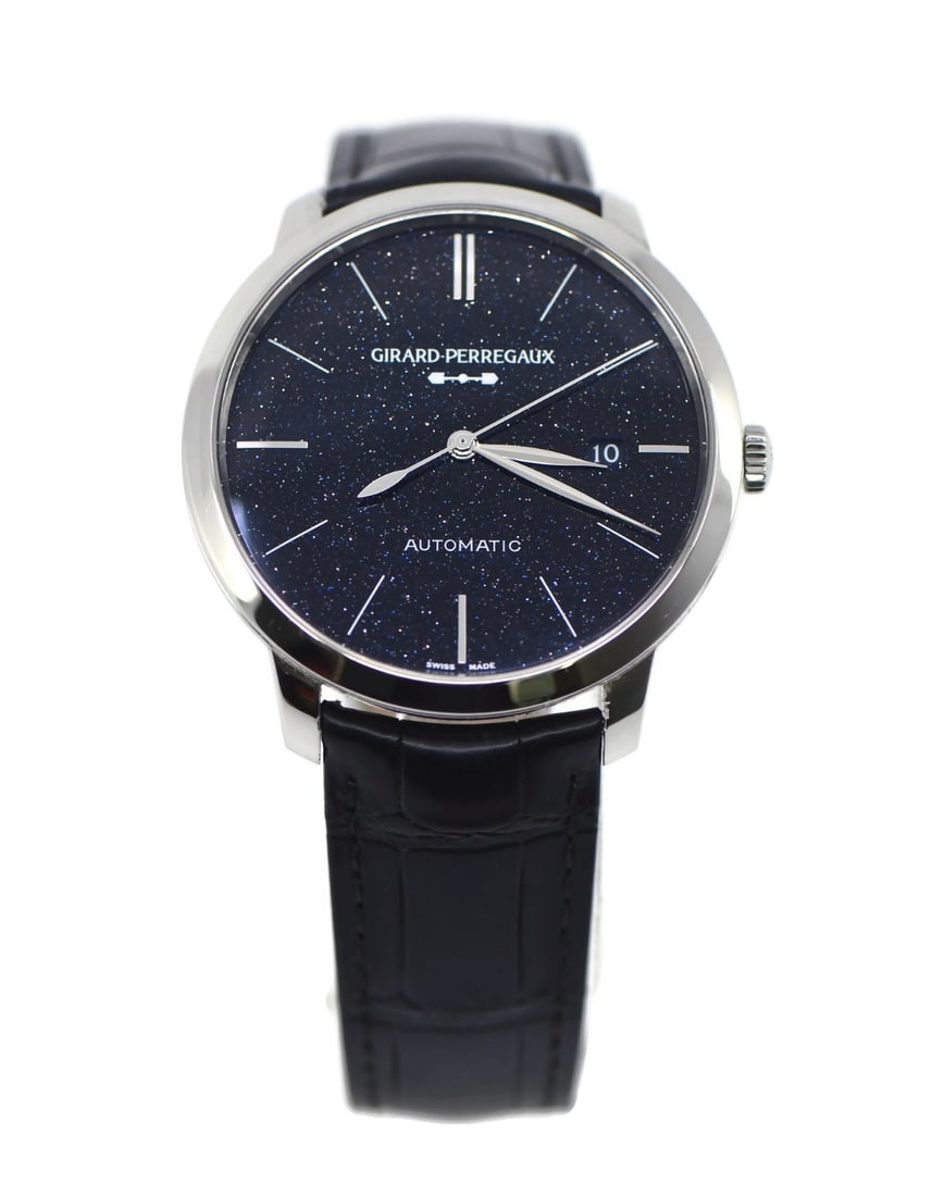 Girard-Perregaux 1966 Orion wristwatch stainless steel blue dial ref 49555: Girard-Perregaux 1966 Orion wristwatch stainless steel blue dial ref 49555 Pre-owned Girard-Perregaux 1966 wristwatch with an automatic mechanical movement, blue analog dial, and stainless steel case.
