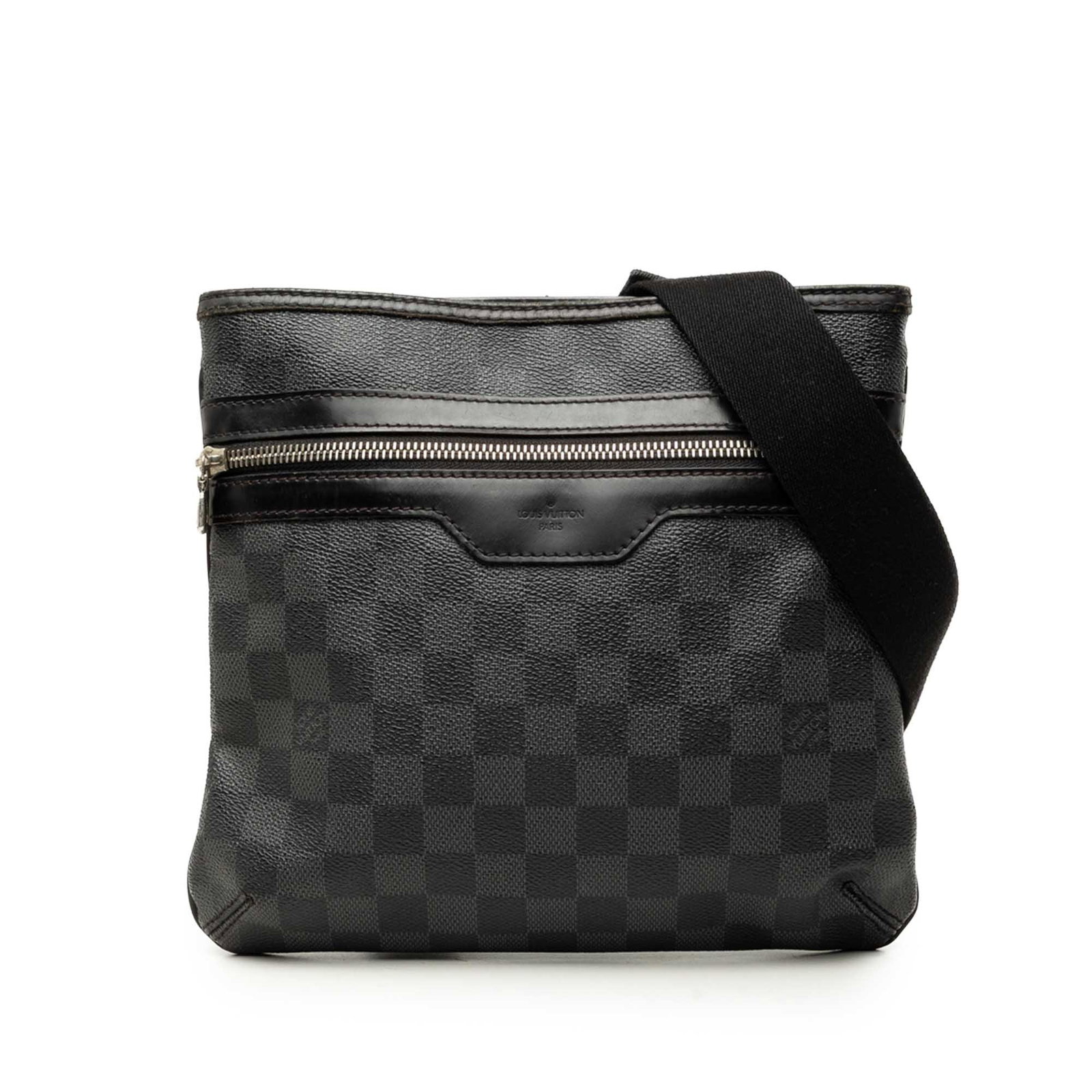 Louis Vuitton Thomas Damier Graphite Crossbody Bag Black: Louis Vuitton Thomas Damier Graphite Crossbody Bag Black Louis Vuitton Damier Graphite Thomas bag with a damier body, front exterior zip pocket, adjustable flat strap, top zip closure, and interior sl