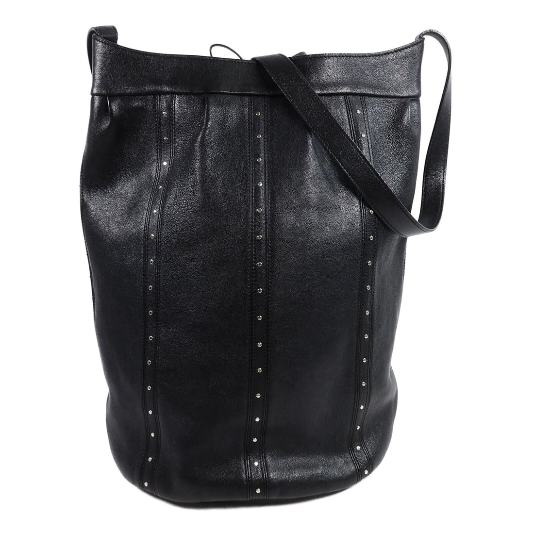 CELINE Studded Calfskin Bucket Shoulder Bag Black SHW (1 of 16)