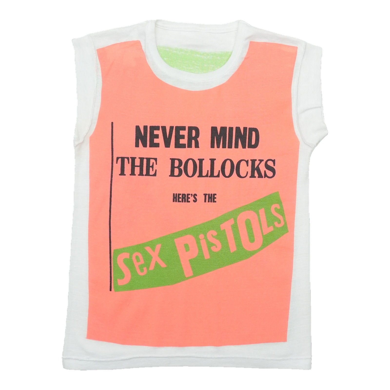 Vintage 1977 Sex Pistols Never Mind The Bollocks T Shirt: Vintage 1977 Sex Pistols Never Mind The Bollocks T Shirt Original vintage 1977 Sex Pistols Never Mind The Bollocks promo shirt in white. This is a true vintage shirt, not a modern reproduction. Sizes 