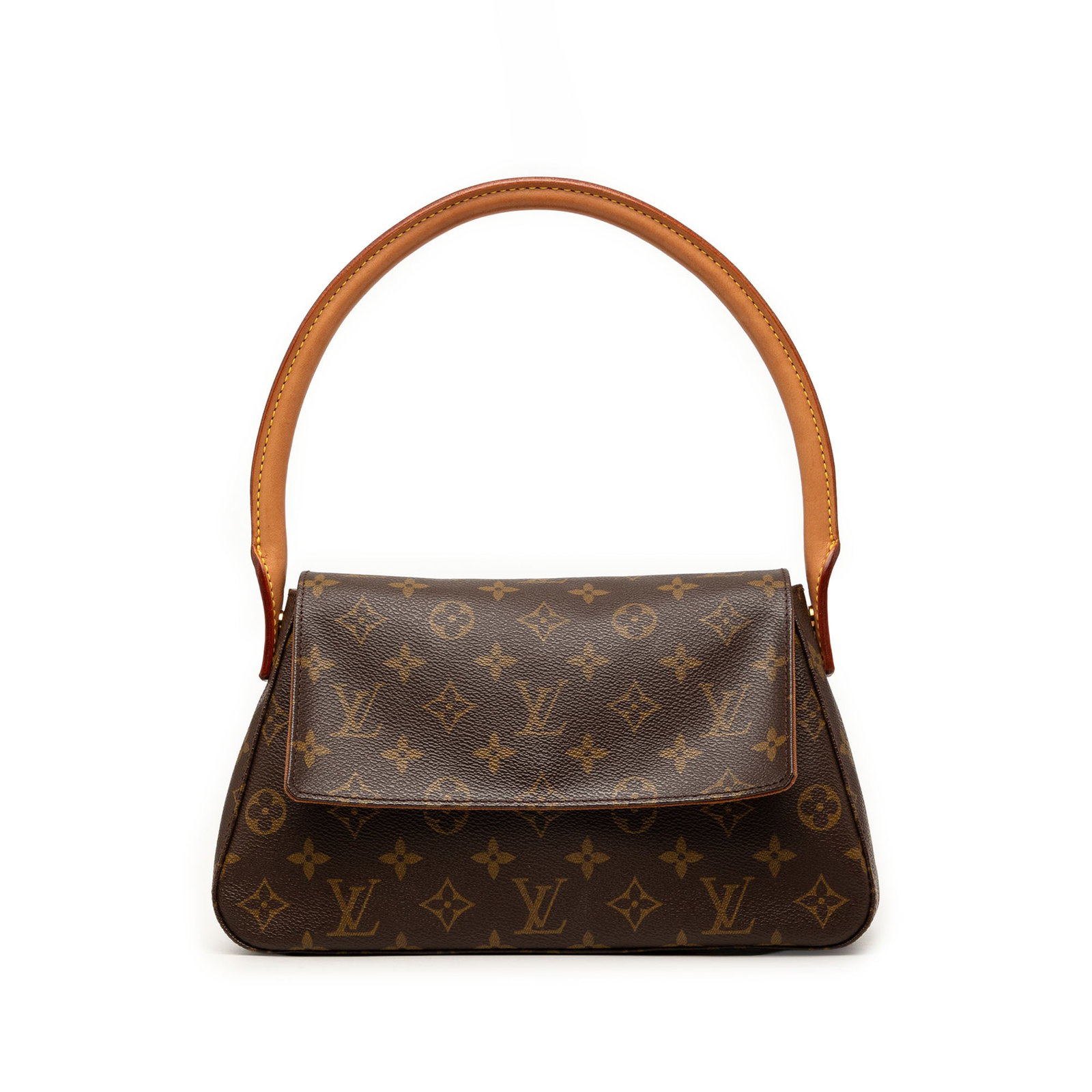 Louis Vuitton Mini Looping Monogram Shoulder Bag Brown: Louis Vuitton Mini Looping Monogram Shoulder Bag Brown Louis Vuitton Monogram Mini Looping shoulder bag crafted with a monogram canvas body and a rolled vachetta leather handle. The bag features a fla