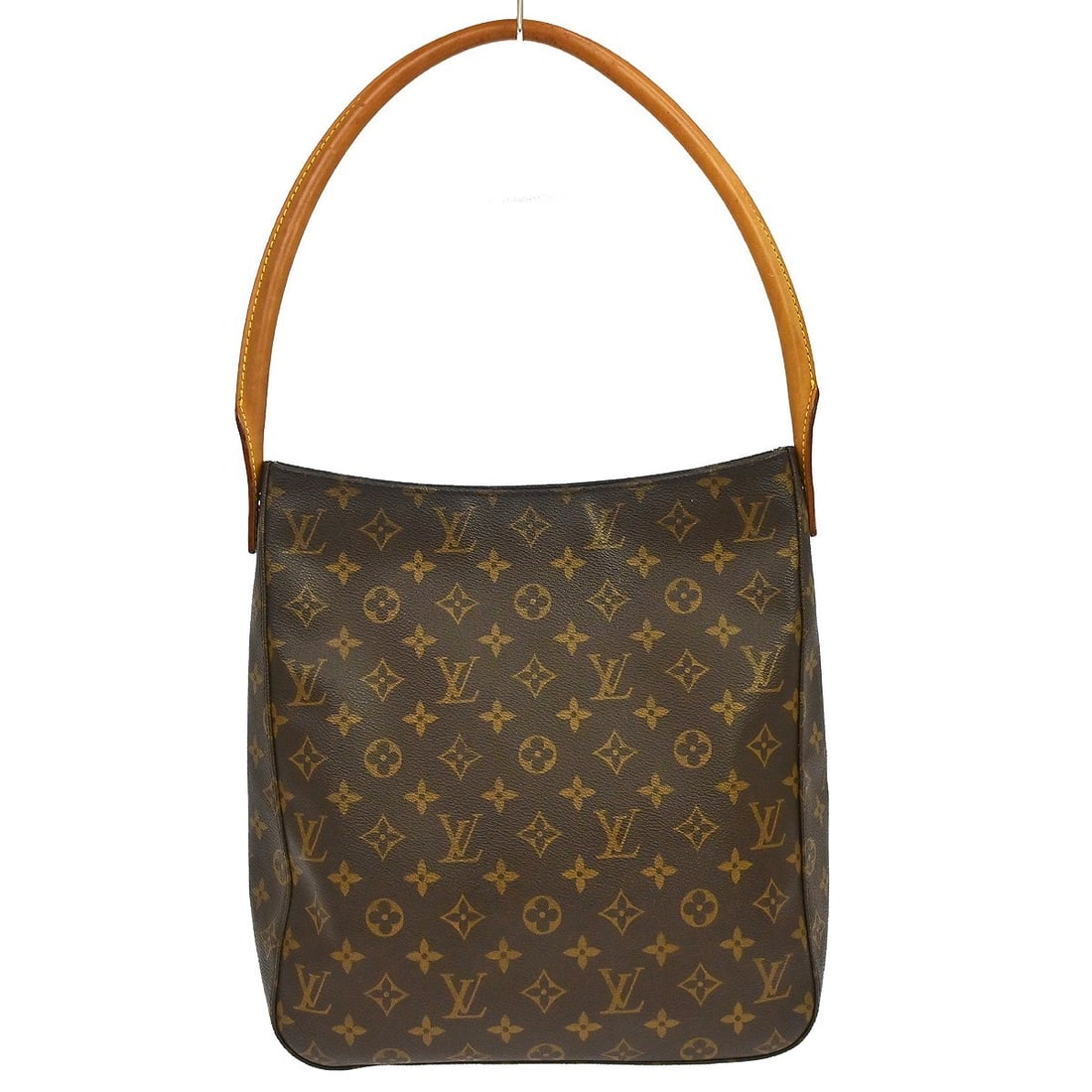 Louis Vuitton Looping GM Monogram Shoulder Bag M51145: Louis Vuitton Looping GM Monogram Shoulder Bag M51145 Vintage Louis Vuitton Looping GM shoulder bag in brown Monogram canvas with leather trim and a beige leather shoulder strap. Made in France, this 