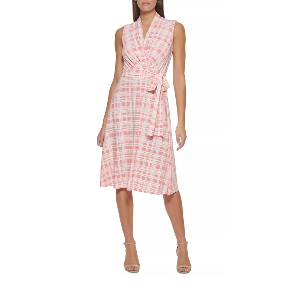 Tommy Hilfiger Plaid A-Line Midi Dress with Belt Size 16 (1 of 5)