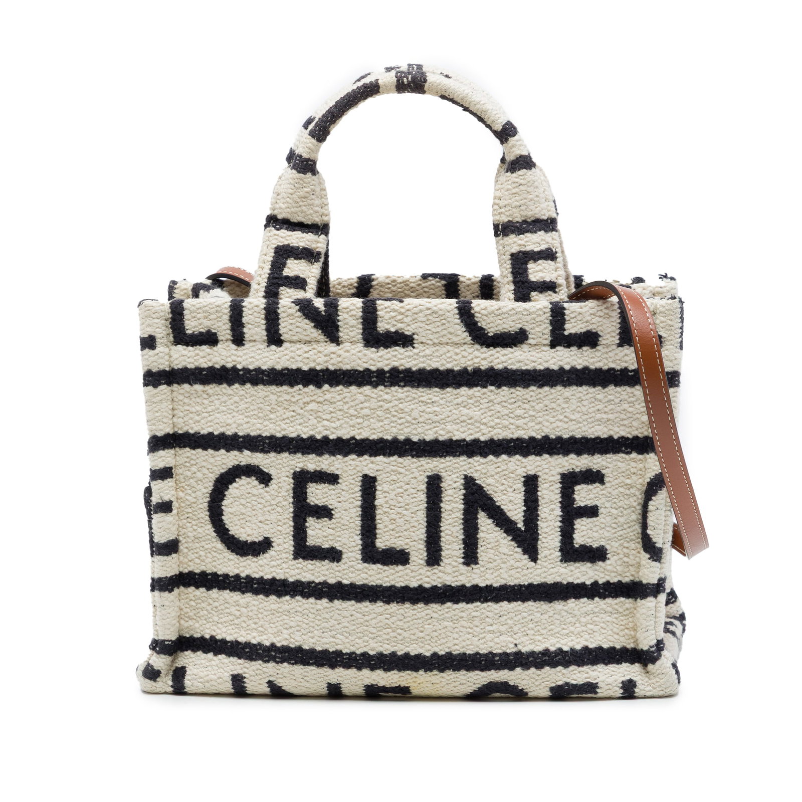 Celine Cabas Thais Small Canvas Satchel Bag Beige: Celine Cabas Thais Small Canvas Satchel Bag Beige A Celine Small Canvas Cabas Thais satchel with a beige canvas body, rolled canvas handles, a detachable flat leather strap, an open top, and an interi