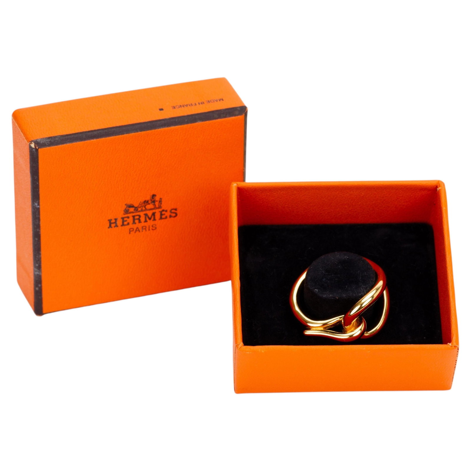 Jumbo Hook Pattern Gold Plated Scarf Ring by Hermes (1 of 4)