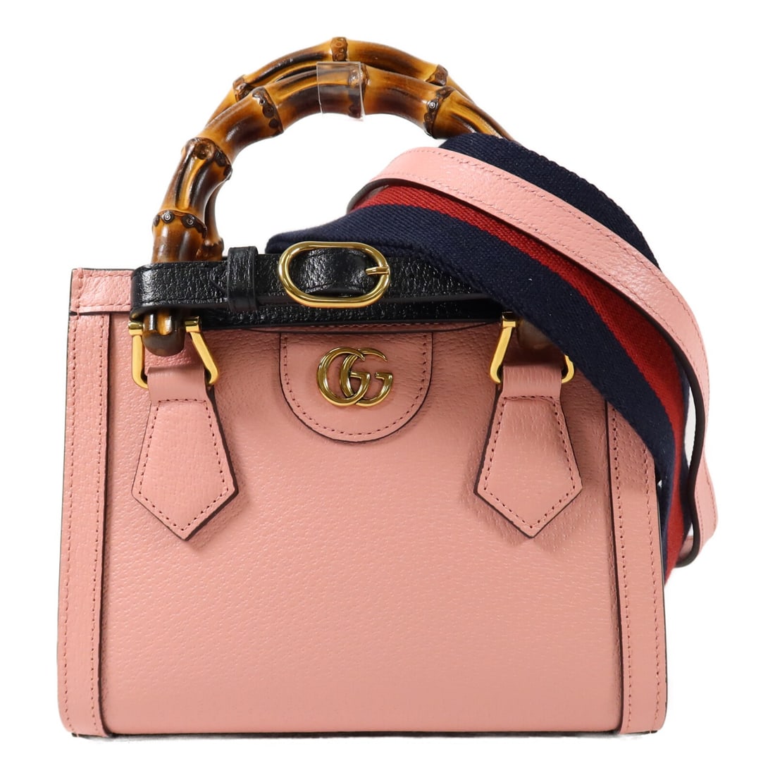 GUCCI Diana small bamboo calfskin tote bag with shoulder strap pink: GUCCI Diana small bamboo calfskin tote bag with shoulder strap pink Gucci Diana small tote in pink calfskin leather with bamboo accents. This women's 2-way shoulder bag features GG detailing, a magnet