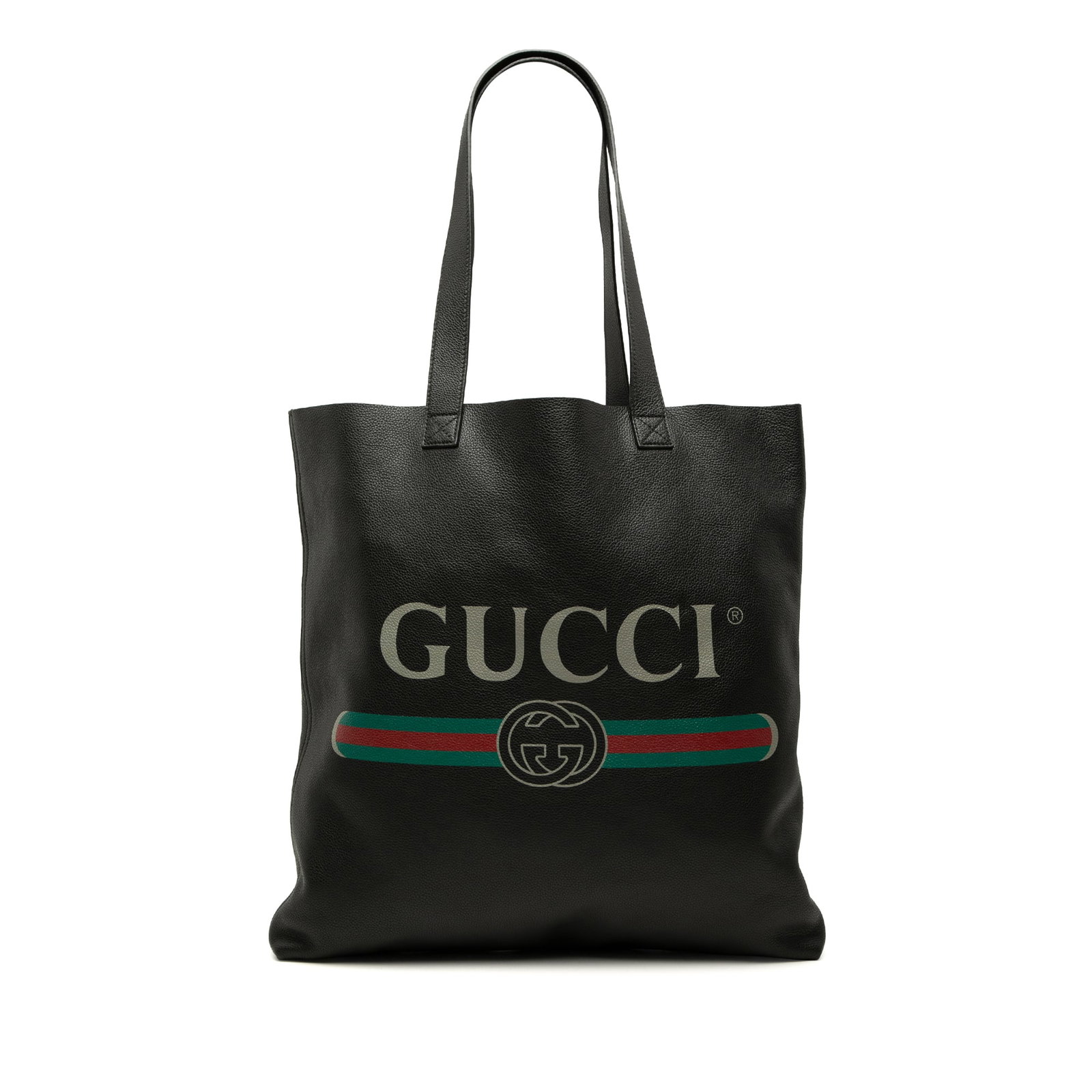 Gucci Calfskin Logo Tote Leather Bag Black Made in Italy (1 of 6)