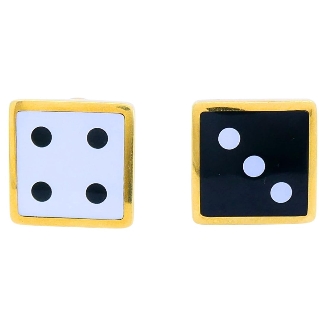 Tiffany & Co. Lucky Seven Dice Earrings 18K Gold Onyx Mother-of-Pearl (1 of 9)