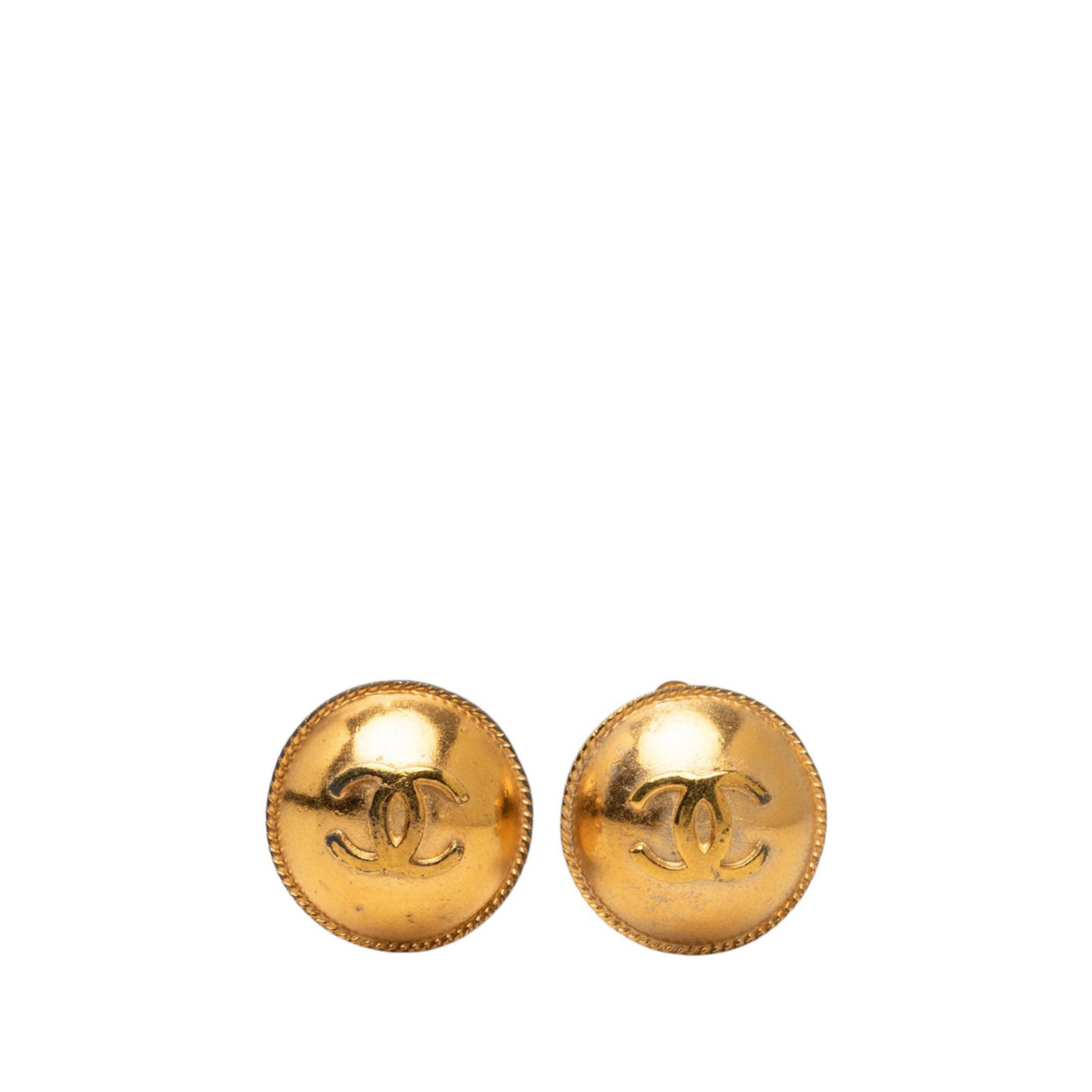 Chanel CC Button Clip-On Earrings Gold Plated Metal (1 of 3)
