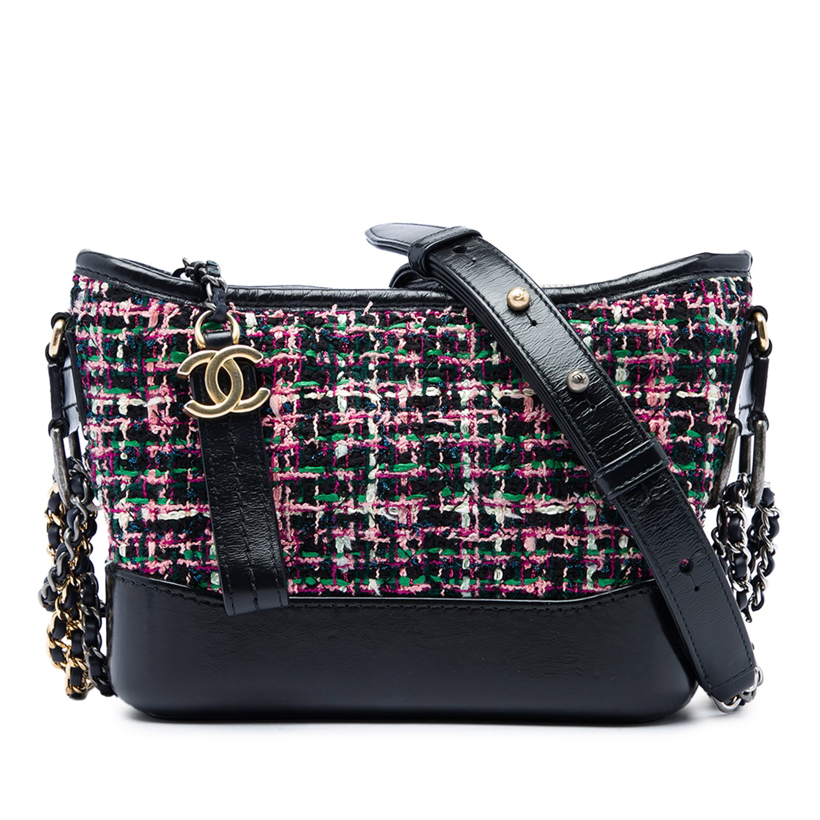 Chanel Gabrielle Small Tweed Lambskin Crossbody Bag Black: Chanel Gabrielle Small Tweed Lambskin Crossbody Bag Black Chanel Small Gabrielle crossbody bag crafted with a quilted tweed body and lambskin leather trim. The bag features a woven leather strap with 