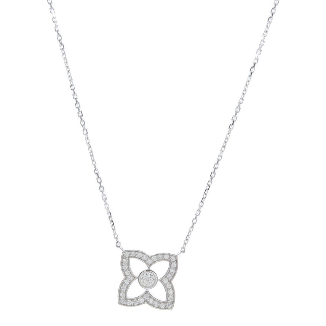 De Beers Lotus Diamond Necklace 18K White Gold (1 of 9)