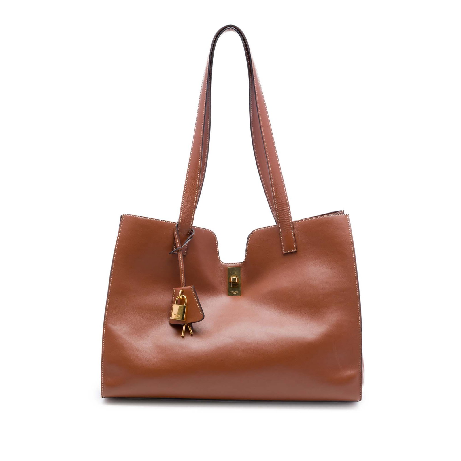 Brown Leather Tote Celine Cabas 16 Smooth Calfskin (1 of 7)