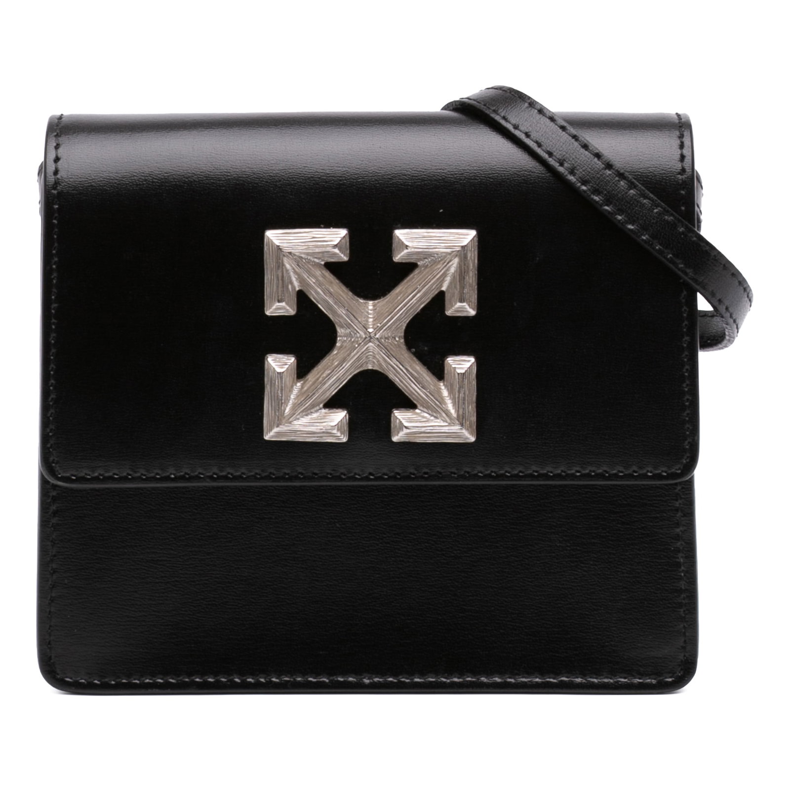 Off-White Jitney 0.7 Calfskin Crossbody Bag Black (1 of 6)