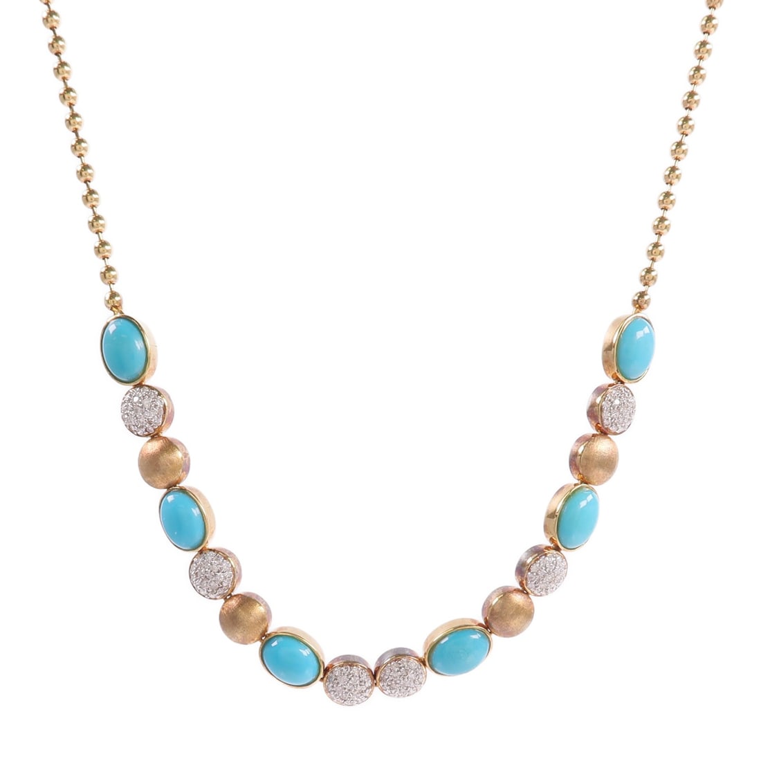 18K Gold Necklace with Turquoise and Diamond Accents (1 of 8)