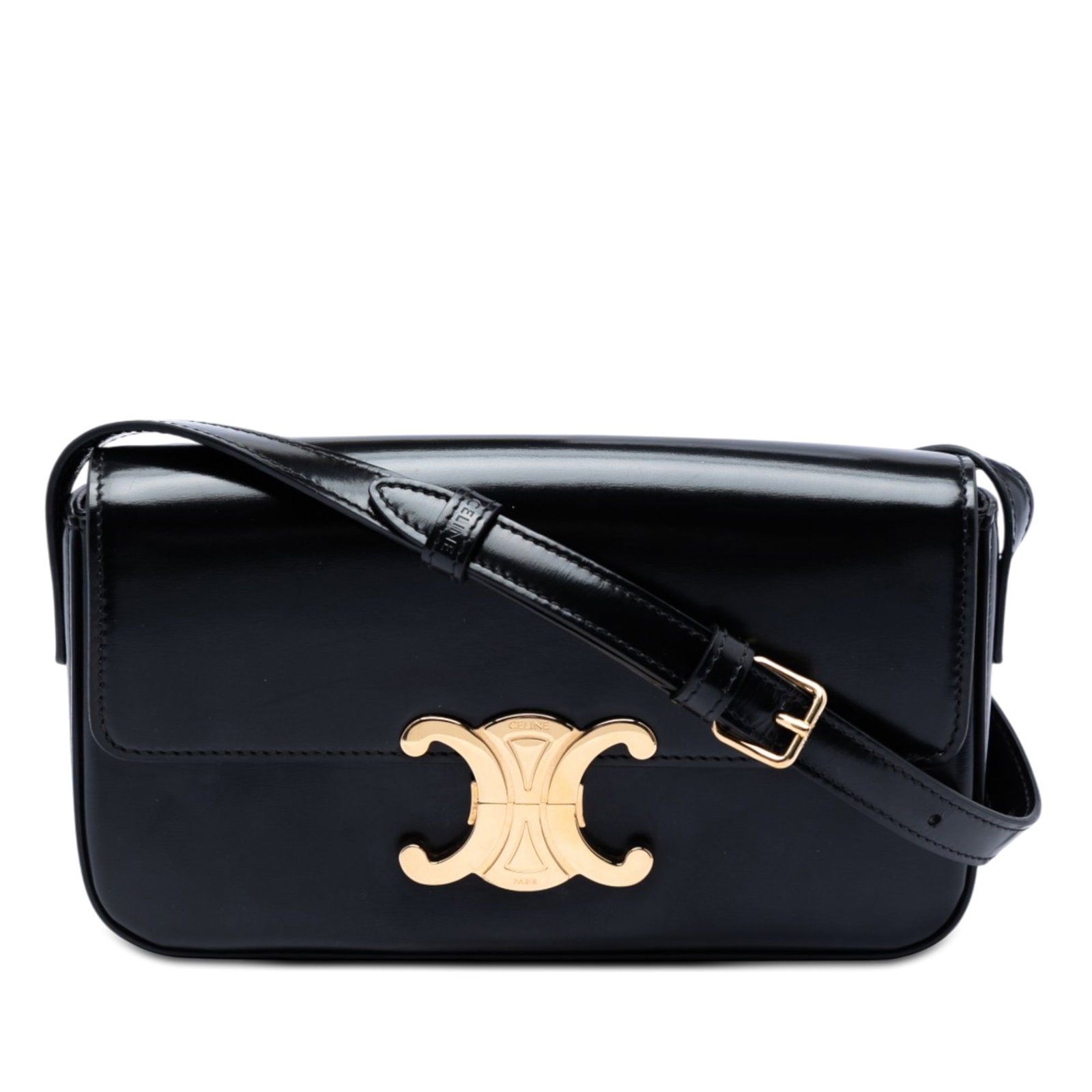 Celine Triomphe Claude Black Leather Shoulder Bag (1 of 7)