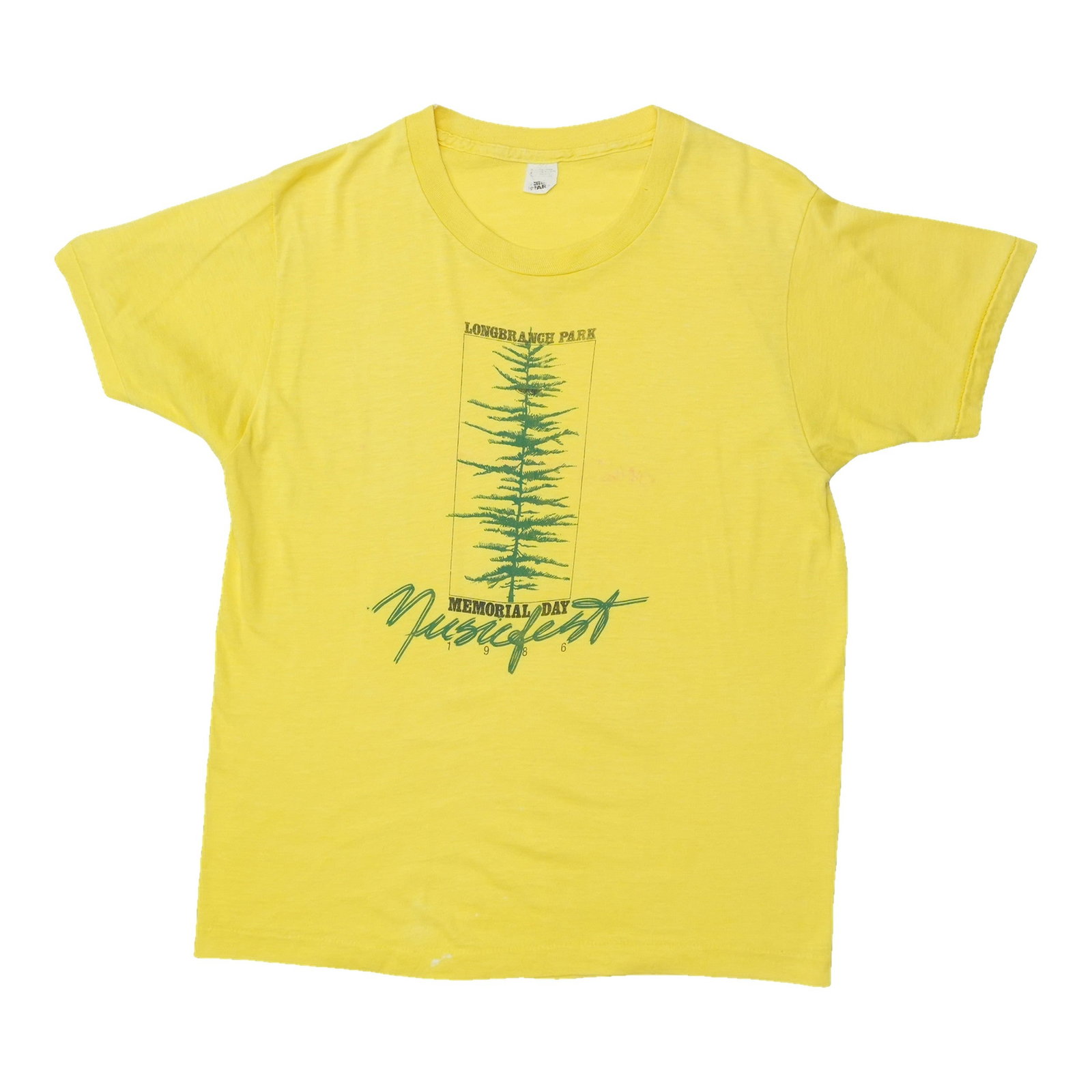 Vintage 1986 Longbranch Park Musicfest Memorial Day T Shirt Yellow (1 of 5)