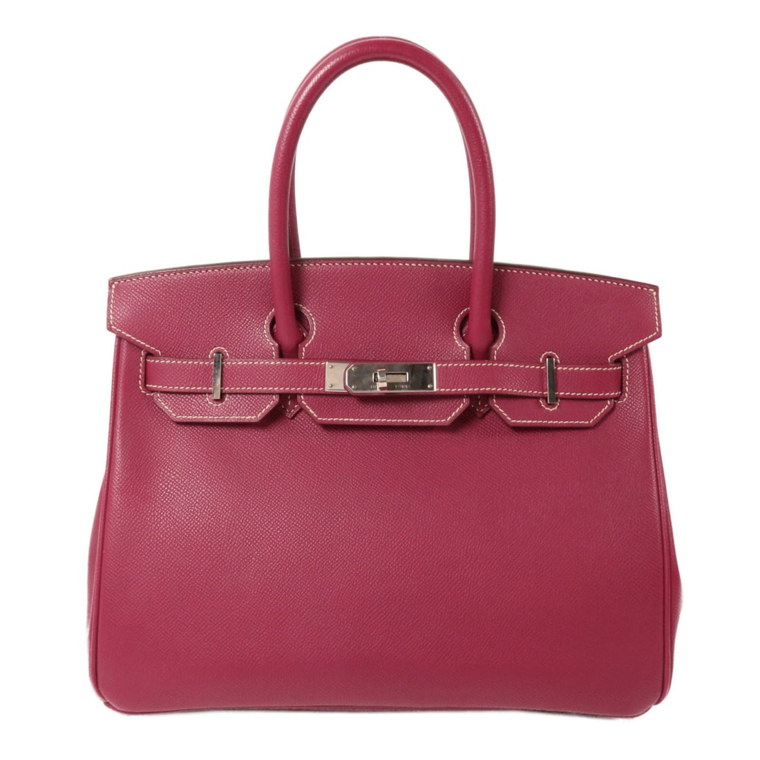 Hermes Birkin 30 Epsom Calfskin Handbag Tosca PHW: Hermes Birkin 30 Epsom Calfskin Handbag Tosca PHW Birkin 30 handbag in Tosca Veau Epsom leather with palladium-tone hardware. Made in France, this women's handbag features an open interior pocket and 