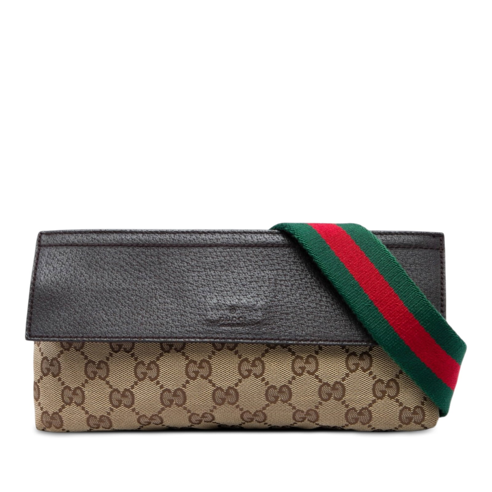 Gucci GG Canvas Flap Crossbody Bag with Web Strap: Gucci GG Canvas Flap Crossbody Bag with Web Strap Gucci GG Canvas Web Crossbody in beige fabric with leather trim. This crossbody bag features an adjustable flat web strap, a top flap with touch faste