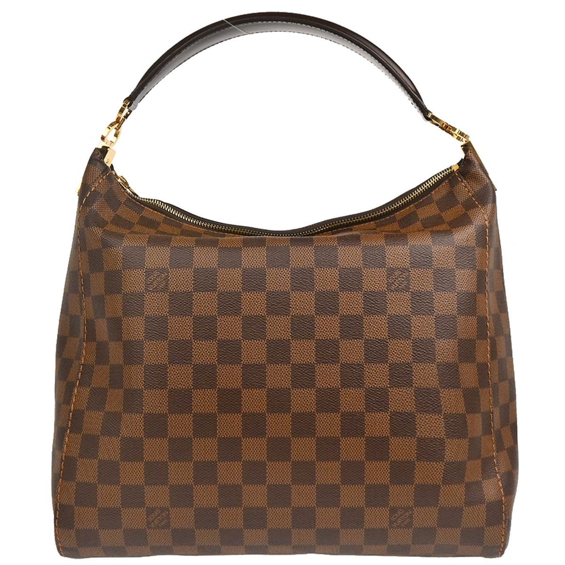Louis Vuitton Portobello PM Damier Ebene Shoulder Bag N41184: Louis Vuitton Portobello PM Damier Ebene Shoulder Bag N41184 Louis Vuitton Damier Portobello PM shoulder bag in Ebene with Damier canvas and leather exterior. It features a zip closure, shoulder strap