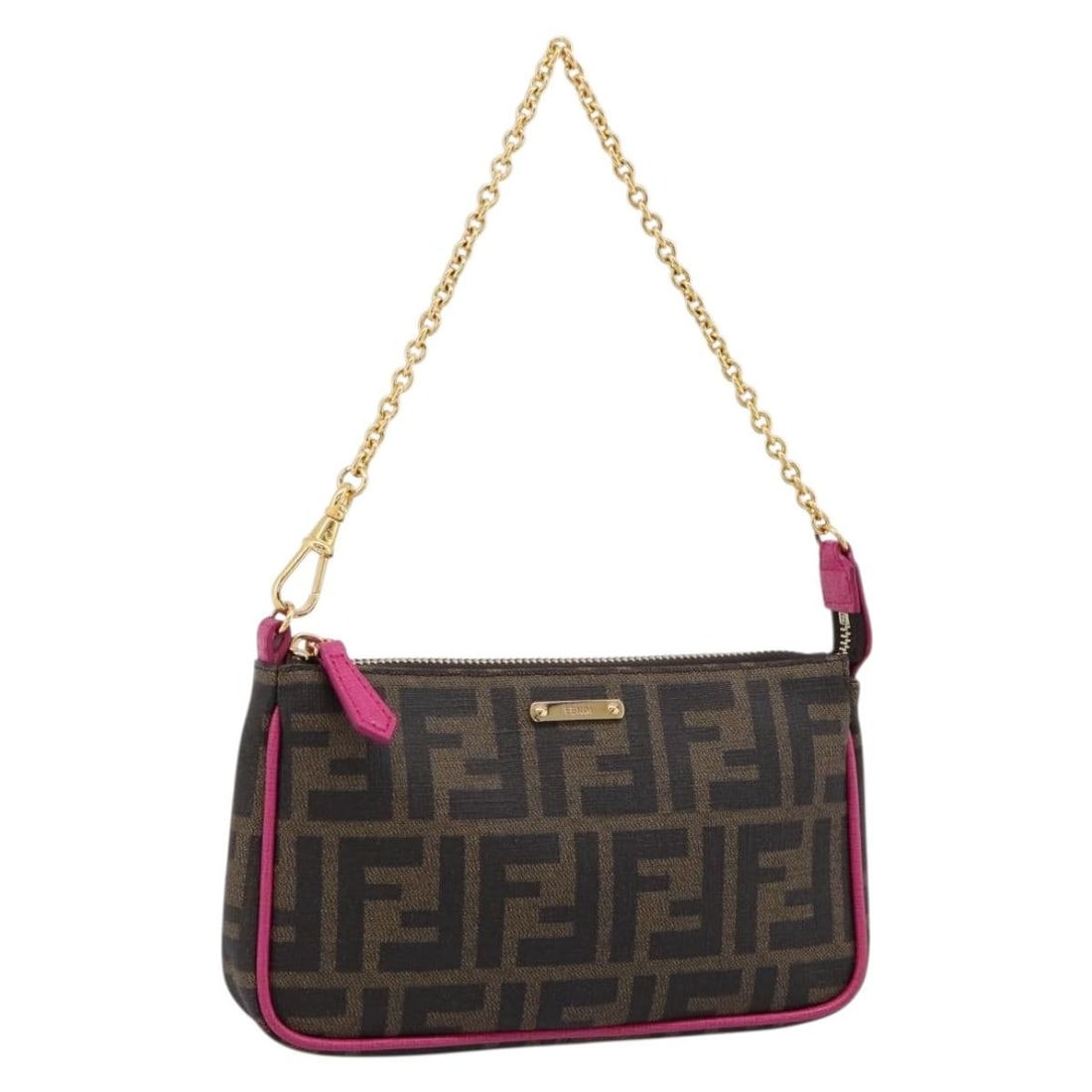 Fendi 8BS073 Zucca Accessory Pouch Brown Black PVC Leather (1 of 18)