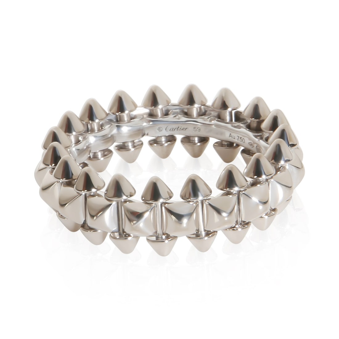 Cartier Clash de Cartier Medium Model 18k White Gold Ring: Cartier Clash de Cartier Medium Model 18k White Gold Ring Pre-owned Cartier Clash de Cartier ring from the Medium Model collection, crafted in white gold with a clean, no-stone design. This unisex