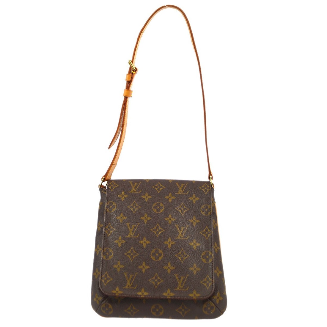 Louis Vuitton Musette Salsa Monogram Canvas Shoulder Bag M51258: Louis Vuitton Musette Salsa Monogram Canvas Shoulder Bag M51258 Vintage Louis Vuitton Musette Salsa short shoulder bag in brown Monogram canvas with leather trim. This medium shoulder bag features a f