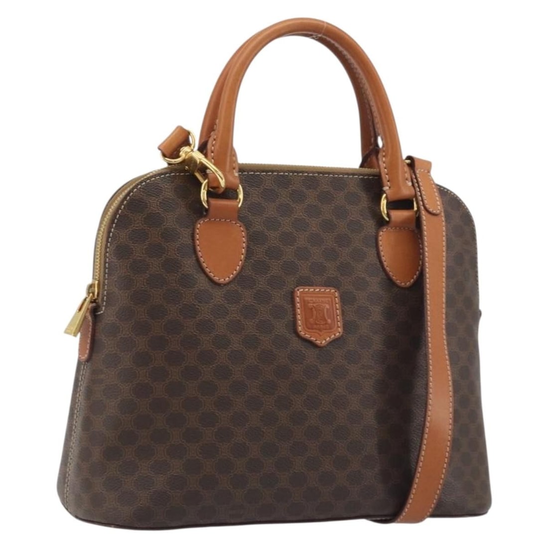CELINE Macadam 2way Hand Bag Brown PVC Leather with Strap (1 of 18)