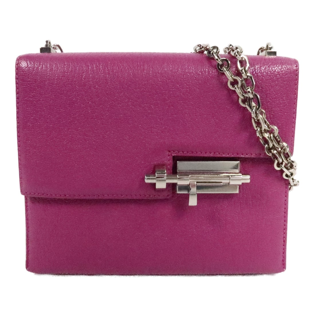 Hermes Verrou Mini Shoulder Bag Chevre Goatskin Rose Purple PHW: Hermes Verrou Mini Shoulder Bag Chevre Goatskin Rose Purple PHW Hermes Verrou Mini chain shoulder bag in rose purple Chevre goatskin leather. This women's shoulder bag is made in France and features p