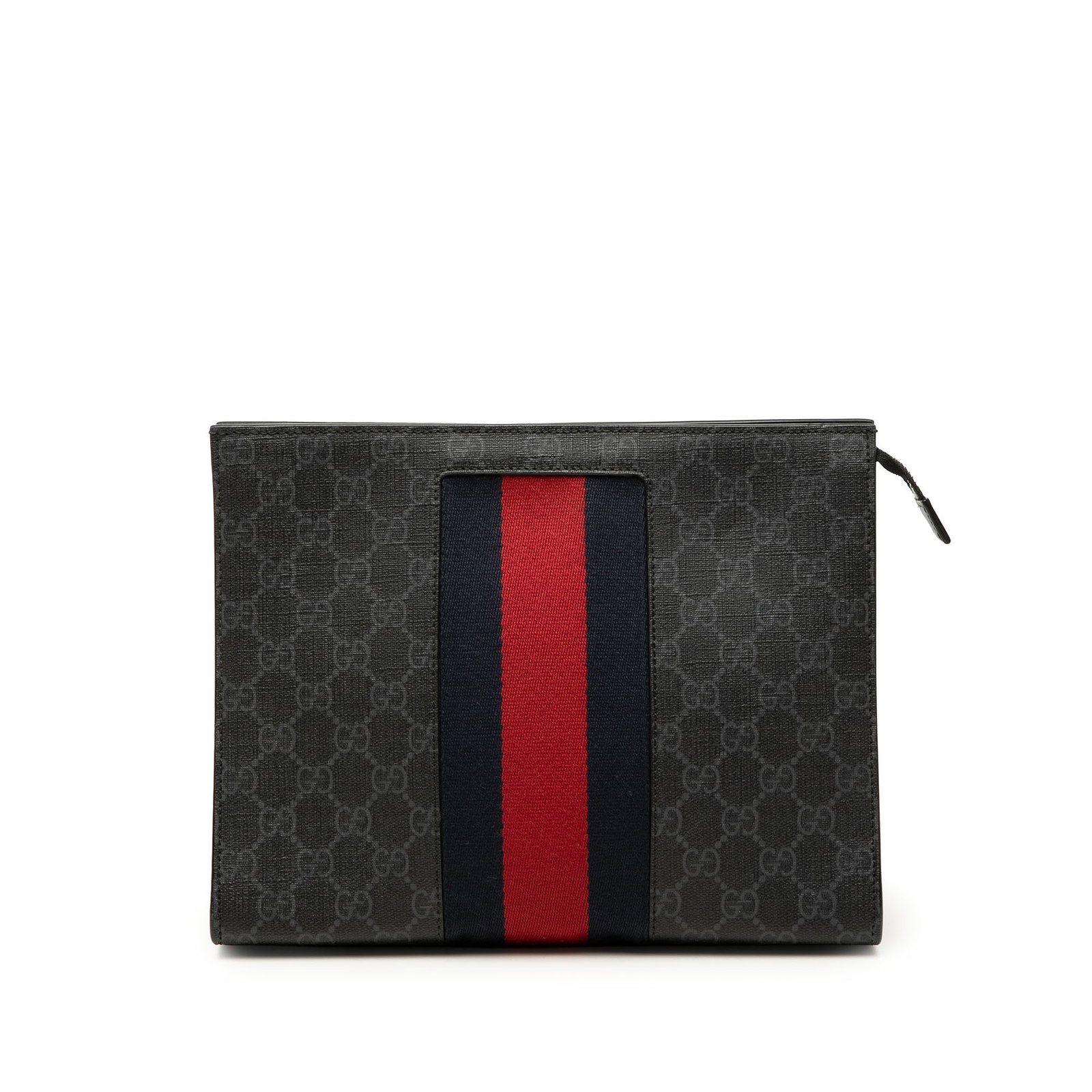 Gucci GG Supreme clutch bag with web stripe black (1 of 6)