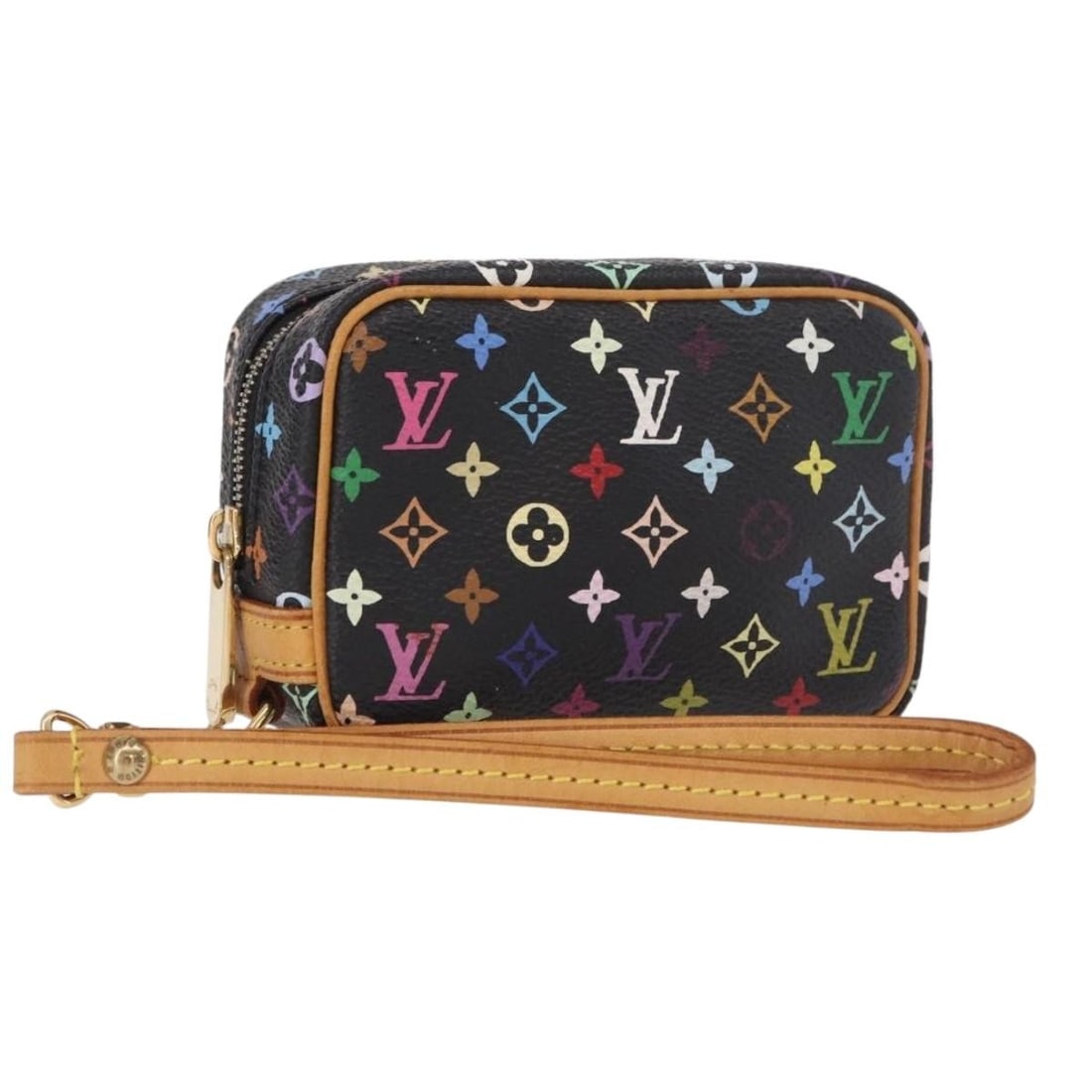 Louis Vuitton M58034 Trousse Wapity Black Monogram Multicolor Canvas Pouch: Louis Vuitton M58034 Trousse Wapity Black Monogram Multicolor Canvas Pouch Louis Vuitton Trousse Wapity pouch in Monogram Multicolor canvas with a black exterior. Made in France, this women's pouch me