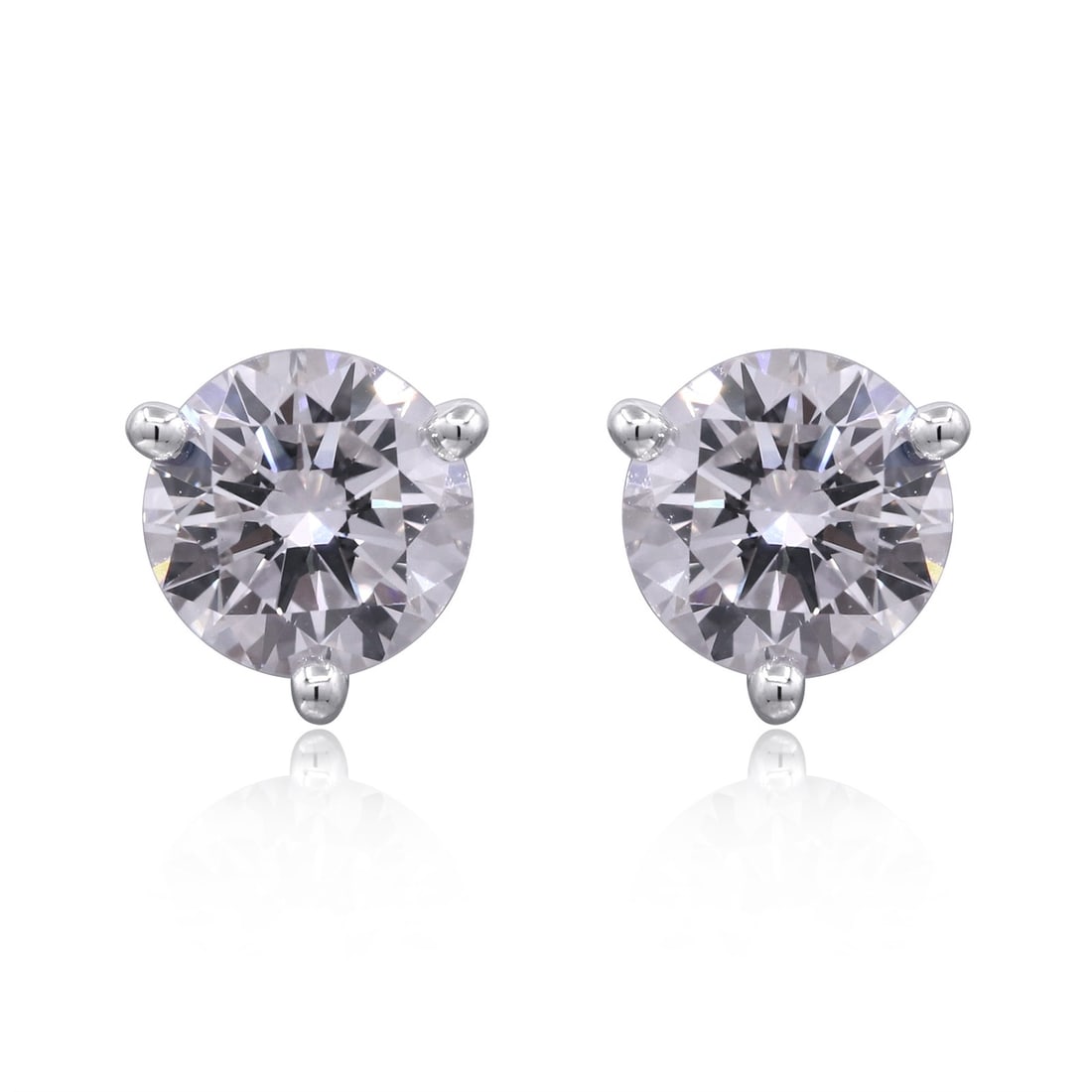 14K White Gold Round Brilliant Lab Grown Diamond Earrings 2.06 ctw: 14K White Gold Round Brilliant Lab Grown Diamond Earrings 2.06 ctw Pre-owned unisex earrings featuring round brilliant lab-grown diamonds in white gold. This pair has a clean, classic look and is offe