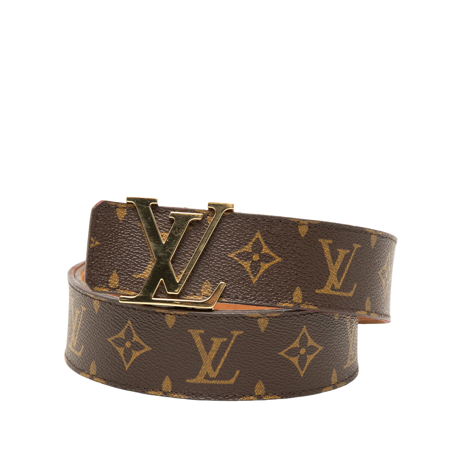 Louis Vuitton Monogram Initiales belt reversible brown canvas leather: Louis Vuitton Monogram Initiales belt reversible brown canvas leather Louis Vuitton Monogram Initiales reversible belt with a monogram canvas and leather construction and a peg-in-hole closure. Made i