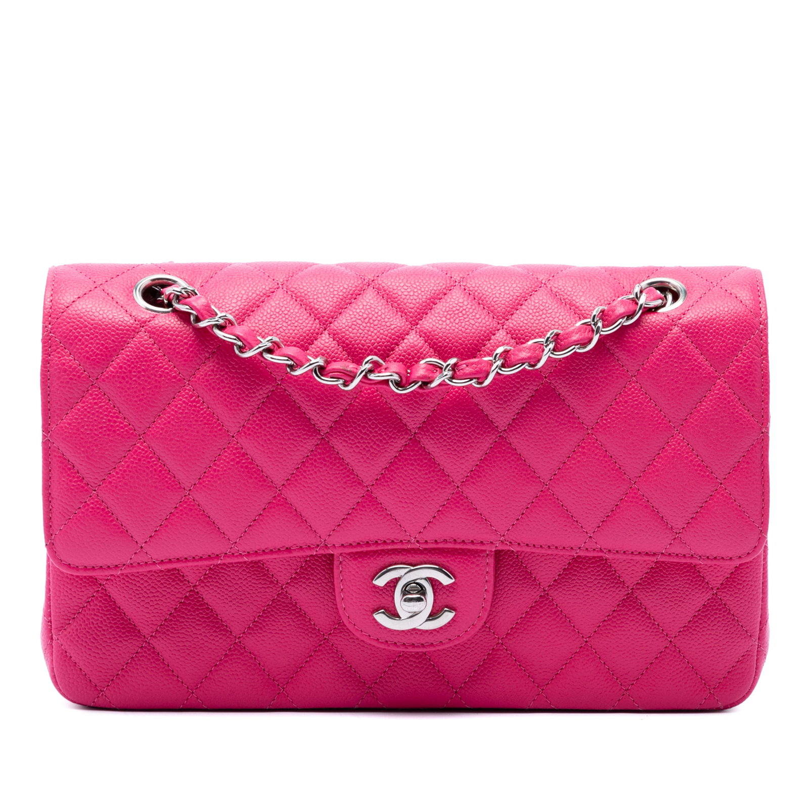 Chanel Medium Classic Double Flap Shoulder Bag Pink Caviar Leather (1 of 6)