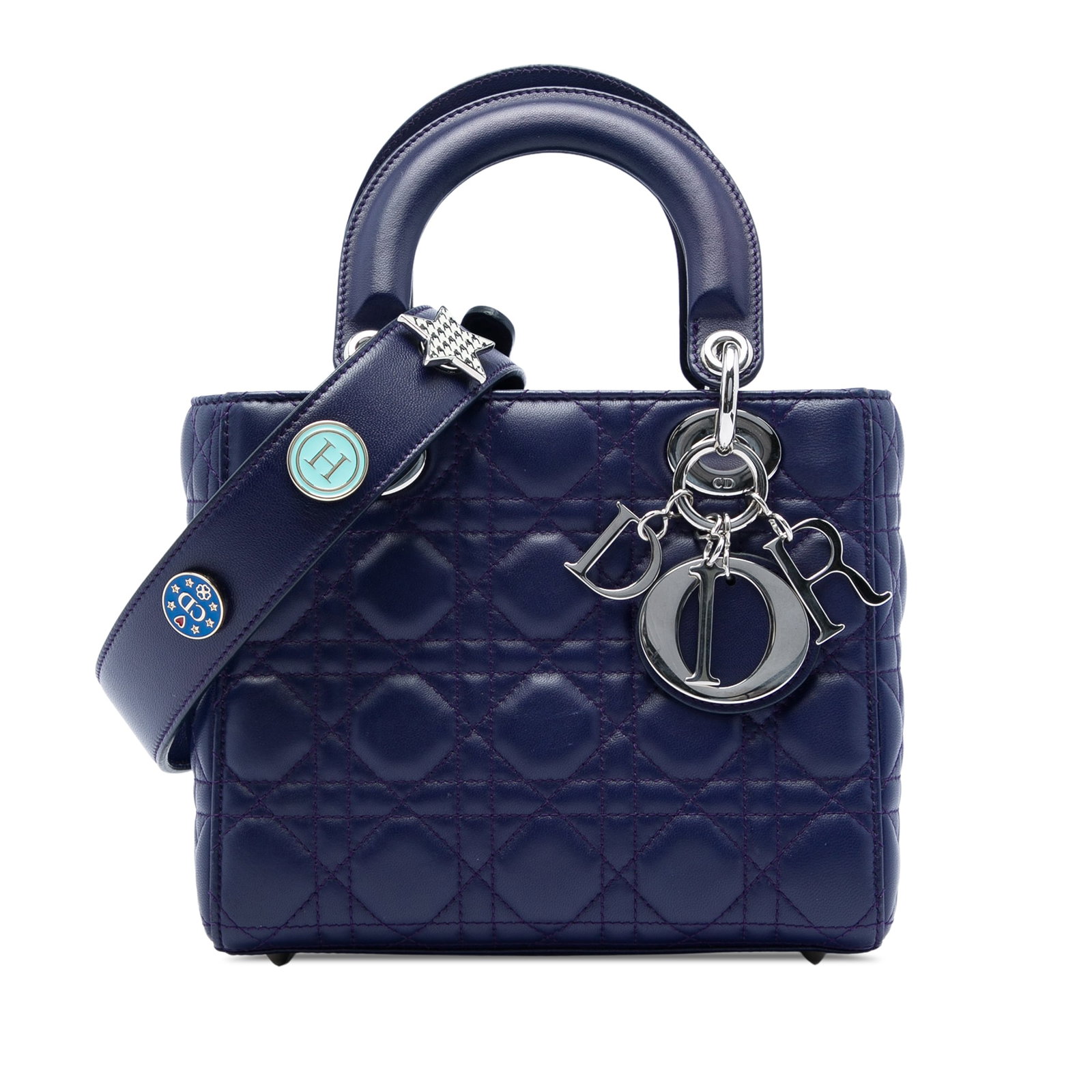 Dior My ABC Lady Dior Small Blue Lambskin Bag: Dior My ABC Lady Dior Small Blue Lambskin Bag A Small My ABC Lady Dior bag crafted in blue lambskin with the signature Cannage quilted body. It features flat leather top handles, a detachable flat lea