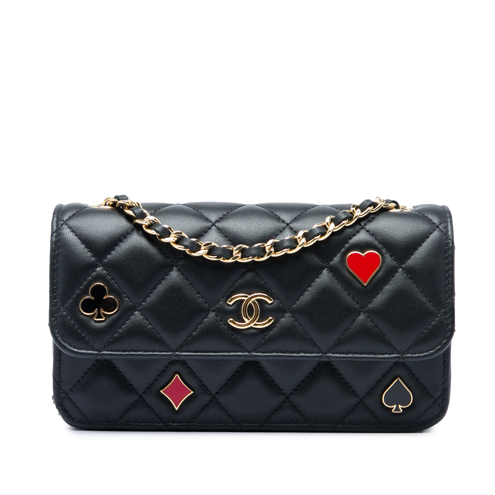Chanel Coco Casino Phone Holder on Chain Quilted Lambskin Black (1 of 6)