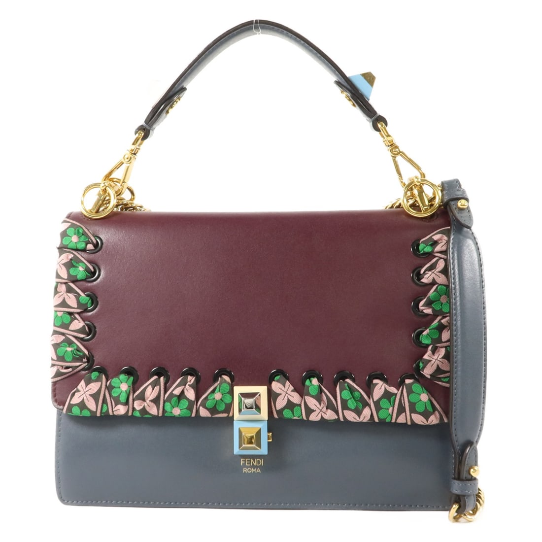 FENDI Kan I 8BT283 2 Way Shoulder Bag Calfskin Multicolor: FENDI Kan I 8BT283 2 Way Shoulder Bag Calfskin Multicolor Fendi Kan I 2-way shoulder bag in multicolor calfskin leather. This women's bag features a flap design with an interior open pocket and can be