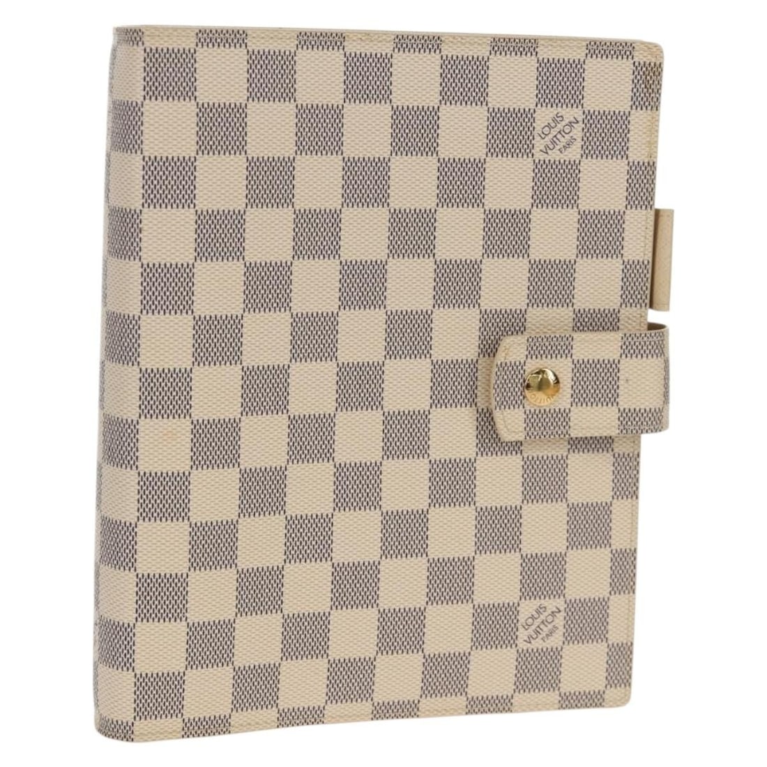 Louis Vuitton R20708 GM Day Planner Cover Damier Azur Canvas: Louis Vuitton R20708 GM Day Planner Cover Damier Azur Canvas Louis Vuitton Damier Azur Agenda GM day planner cover in Damier Azur canvas. This organizer cover includes the dust bag and item box. Very 