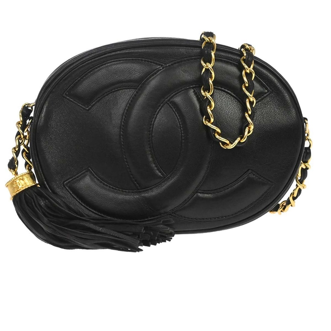 CHANEL Mini Camera Crossbody Bag Black Lambskin Fringe: CHANEL Mini Camera Crossbody Bag Black Lambskin Fringe This Chanel mini camera bag is crafted in black lambskin with a leather lining and fringe accents. It features a zip closure, a crossbody strap, 