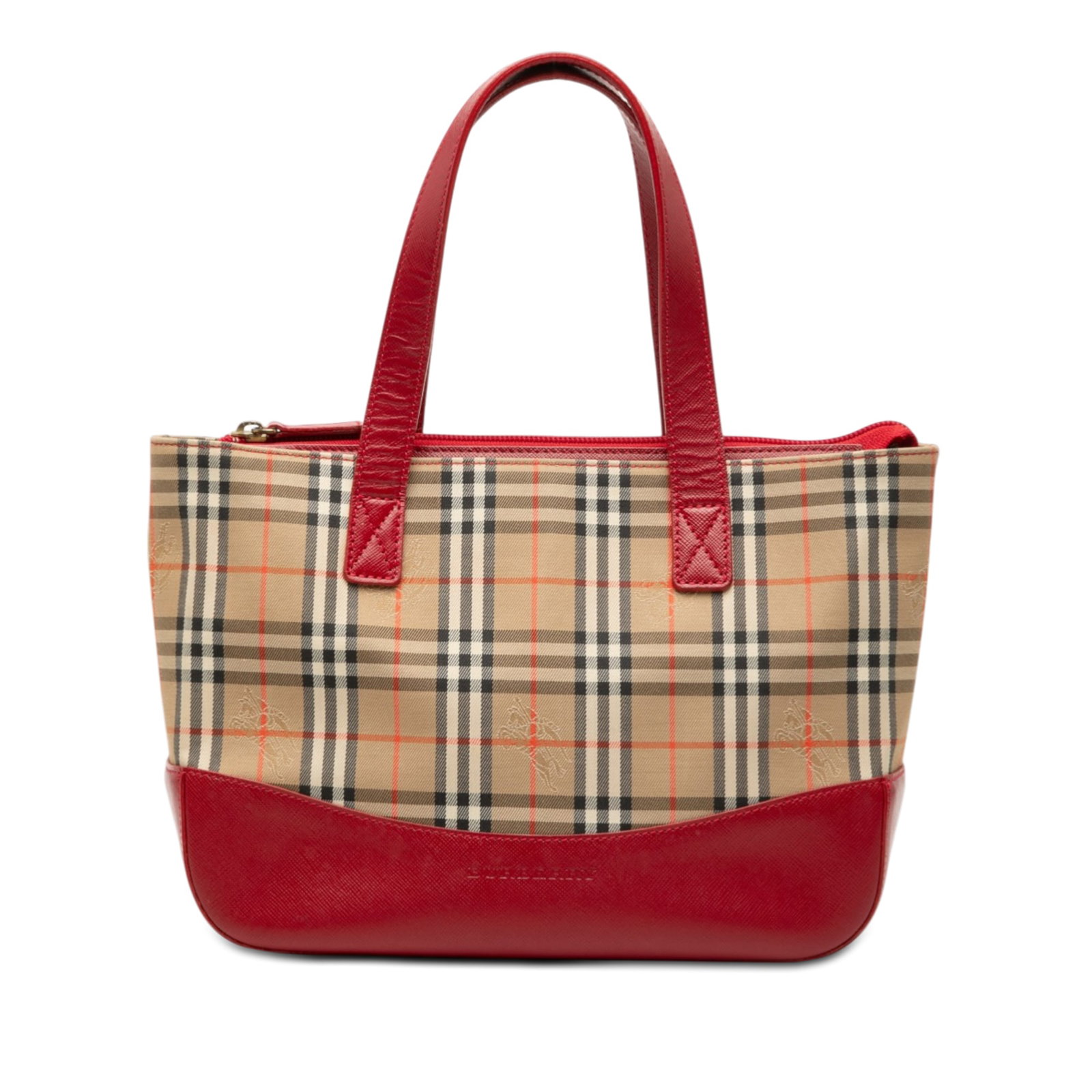 Burberry Haymarket Beige Canvas Tote Bag: Burberry Haymarket Beige Canvas Tote Bag This Burberry Haymarket Check Canvas Tote features the brand's signature plaid canvas with a leather bottom panel and flat leather straps. The bag is designed 