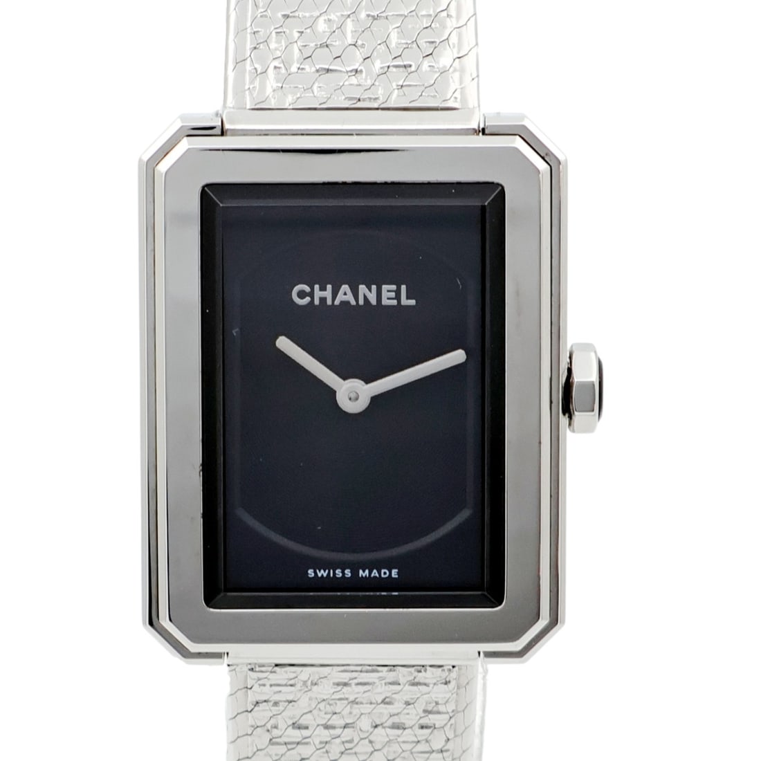 CHANEL H4876 Boy-Friend CC Tweed quartz wristwatch in black steel: CHANEL H4876 Boy-Friend CC Tweed quartz wristwatch in black steel CHANEL Boy-Friend H4876 quartz wristwatch in stainless steel with a black dial and black frame. Designed for women, this watch feature