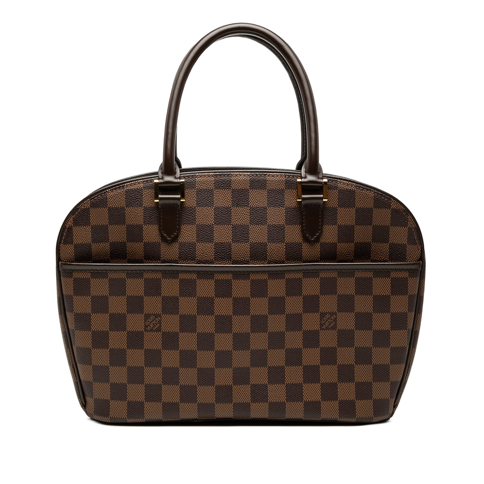 Louis Vuitton Sarria Horizontal Damier Ebene Handbag Brown: Louis Vuitton Sarria Horizontal Damier Ebene Handbag Brown Louis Vuitton Damier Ebene Sarria Horizontal bag featuring a damier ebene canvas body with leather trim, rolled leather handles, a top zip cl