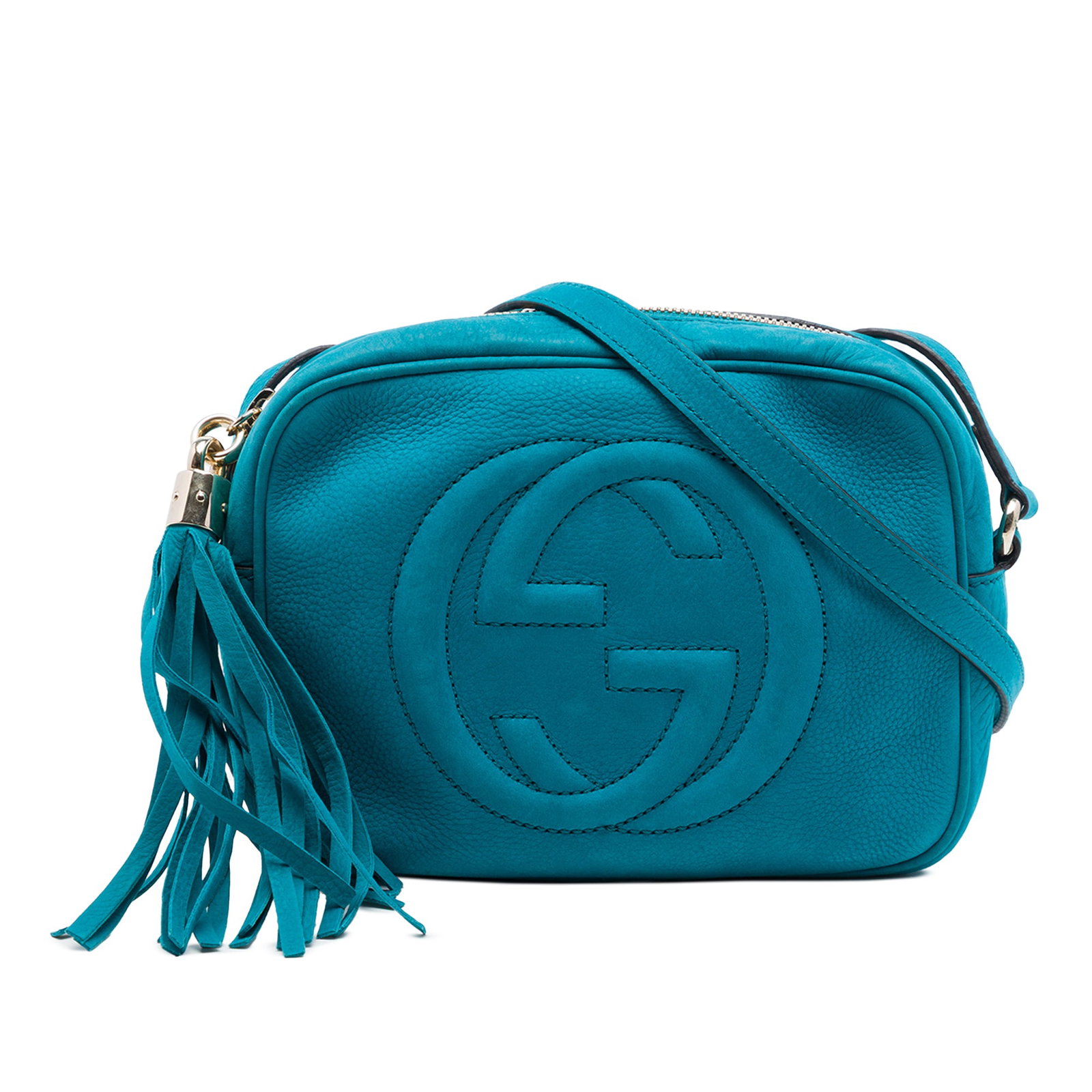 Gucci Soho Disco Nubuck Leather Crossbody Bag Blue: Gucci Soho Disco Nubuck Leather Crossbody Bag Blue Gucci Soho Disco crossbody bag crafted in blue nubuck leather with the line's signature tassel detail. The design features an adjustable flat leather