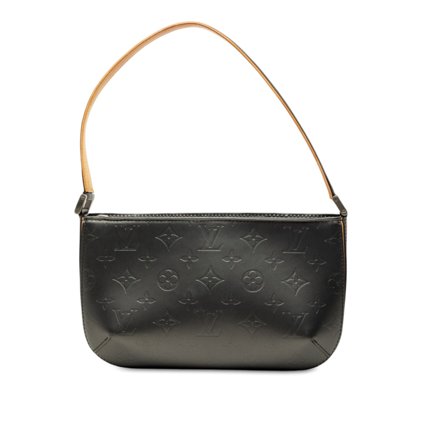 Louis Vuitton Fowler Monogram Mat Leather Shoulder Bag: Louis Vuitton Fowler Monogram Mat Leather Shoulder Bag Louis Vuitton Monogram Mat Fowler handbag crafted in gray leather with a flat leather strap and top zip closure. Made in France. Condition B+ wit